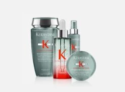 Kit Completo Kérastase Anticaduta Uomo Genesis Homme Con Shampoo Purificante + Spray Fortificante + Siero Anticaduta + Cera Texturizzante