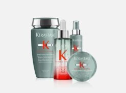 Kit Completo Kérastase Anticaduta Uomo Genesis Homme Con Shampoo Ispessente + Spray Fortificante + Siero Anticaduta + Cera Texturizzante