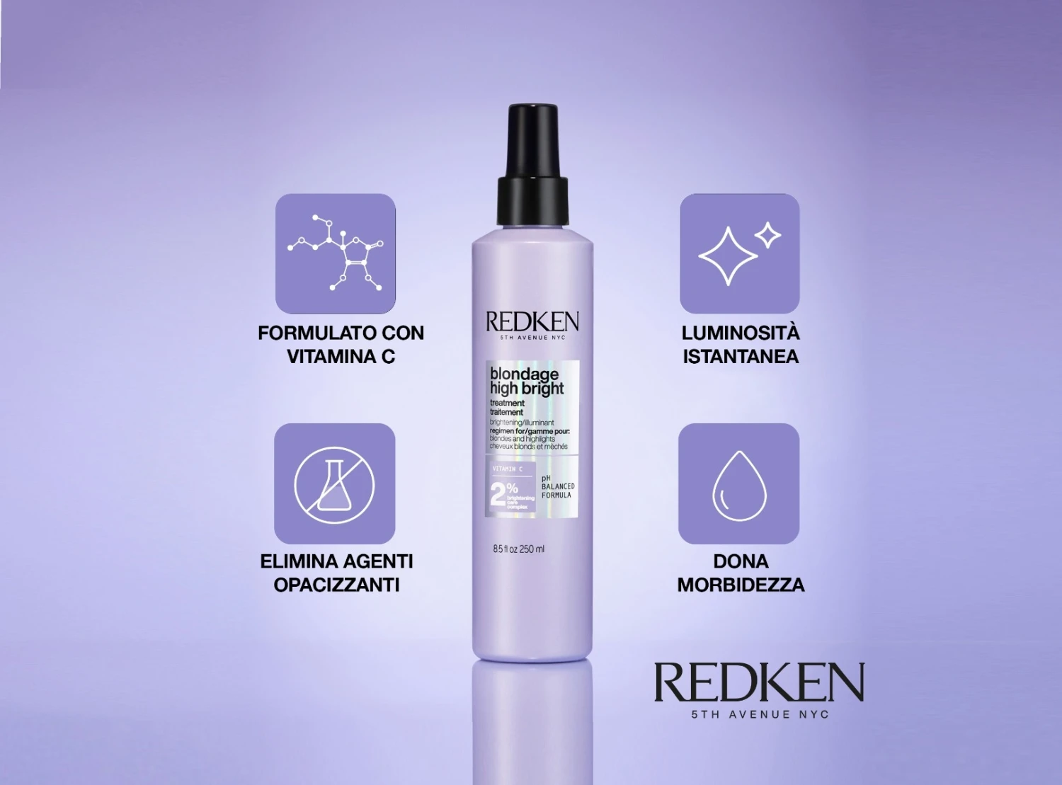 Redken BLONDAGE HIGH BRIGHT PRE-TREATMENT 250ml Pre-shampoo Illuminante Capelli Biondi E Meches 4 Redken BLONDAGE HIGH BRIGHT PRE-TREATMENT 250ml Pre-shampoo Illuminante Capelli Biondi E Meches - immagine 2